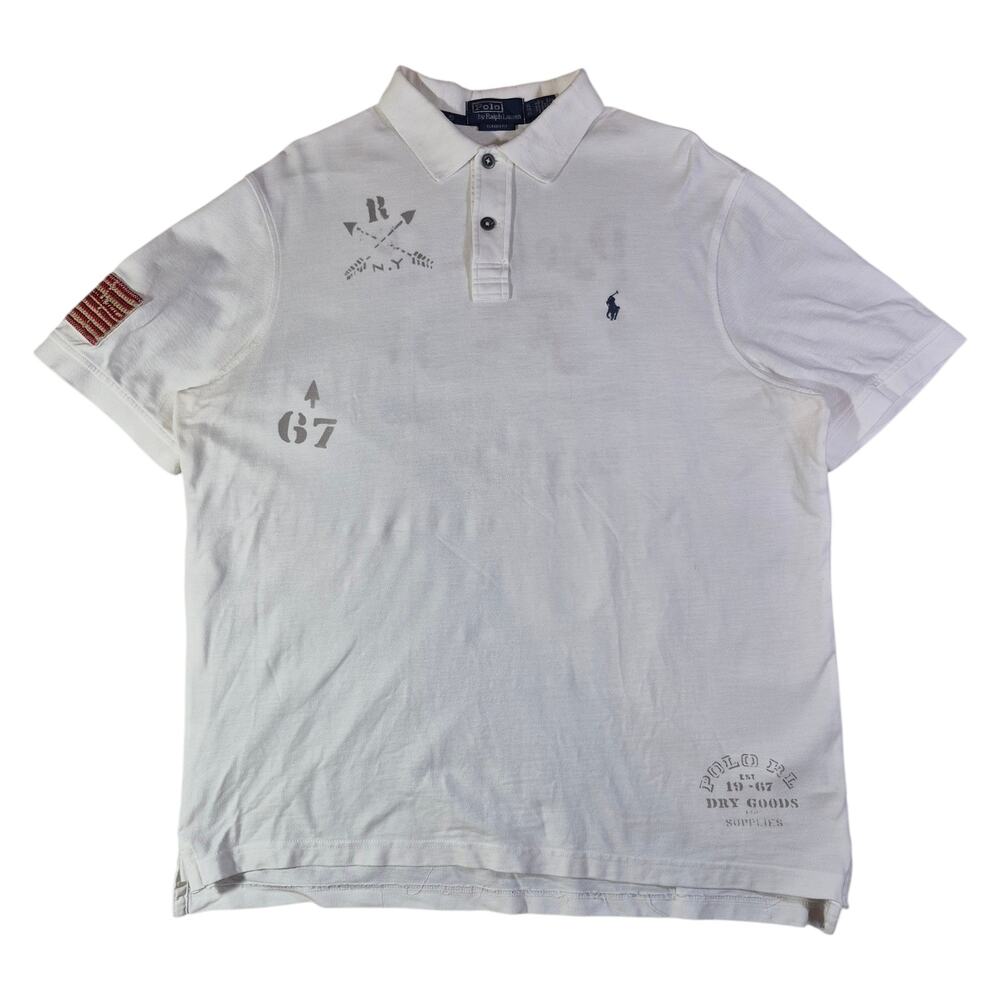 (XL) Polo Ralph Lauren Classic Fit Cotton Mesh Polo Shirt White